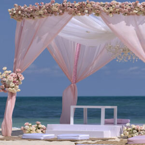 Pink Theme Beach Wedding Setup Planet Hollywood Beach Resort Cancun Mexico Weddings Abroad